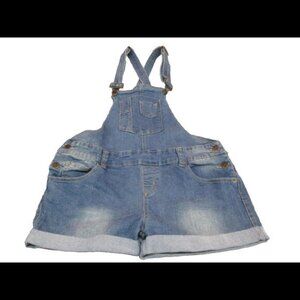 Bluenotes Womens Blue Adjustable Strap Denim Overall Shortalls Size 32